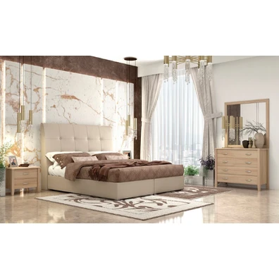 Wooden Singe Bed with Leather /Mocha