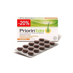 Bayer Priorin Extra Συμπλήρωμα Διατροφής Για Τις Ανάγκες Της Υγείας Των Μαλλιών (Με Έκπτωση -20%) 30 Κάψουλες