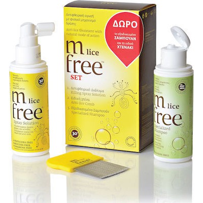 M-FREE Lice Set Αντιφθειρικό Spray 100ml & Εξειδικευμένο Σαμπουάν 100ml & Χτένα