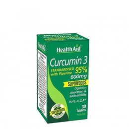 Health Aid Curcumin 3 Κουρκουμίνη με Πιπερίνη 30tabs, 600mg
