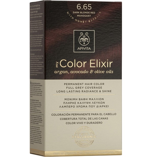 Apivita My Color Elixir Βαφή Μαλλιών με Έλαιο Ελιάς, Argan και Αβοκάντο - Απόχρωση Νο 6.65 , Έντονο Κόκκινο 50ml.