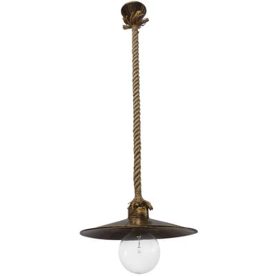 Pendant Light Plastic With Natural Rope In Bronze 