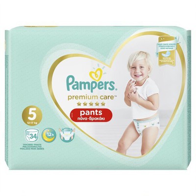 PAMPERS Βρεφικές Πάνες Βρακάκια Premium Pants No.5 12-17Kgr 34 Τεμάχια Jumbo Pack