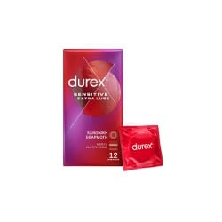 Durex Προφυλακτικά Πολύ Λεπτά Sensitive Έξτρα Λιπαντικό 12 τεμάχια