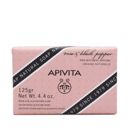 Apivita Natural Soap Σαπούνι με Τριαντάφυλλο & Μαύρο Πιπέρι για Τοπικό πάχος & κυτταρίτιδα 125gr