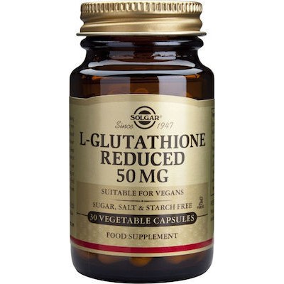 SOLGAR L-Glutathione 50mg Συμπλήρωμα Διατροφής Mε το Αμινοξύ L-Γλουταθειόνη Για Αποτοξίνωση & Καλή Υγεία Του Ήπατος 30 Κάψουλες