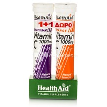 Health Aid Σετ Vitamin C 1000mg - Φραγκοστάφυλο, 20eff. tabs & Δώρο Vitamin C 1000mg - Πορτοκάλι, 20eff. tabs