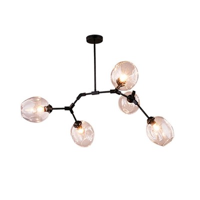 Pendant Light 5L Black Glass-Metal Υ80