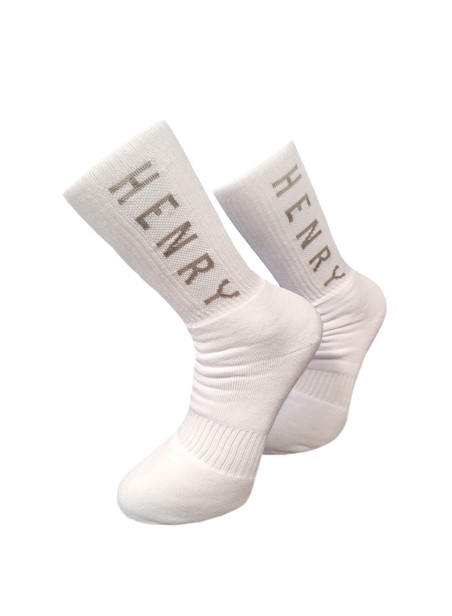 Henry clothing grey logo socks - white