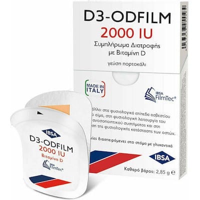 FARMASYN IBSA D3 Vitamin D3 2000IU Βιταμίνη D3 Με Γεύση Πορτοκάλι x30 Ταινίες Διασπειρόμενες Στο Στόμα