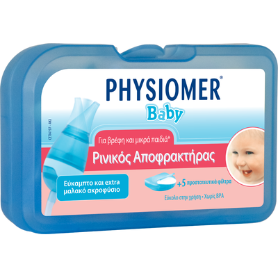 PHYSIOMER Baby Nasal Aspirator Ρινικός Αποφρακτήρας Για Βρέφη & 5 Προστατευτικά Φίλτρα