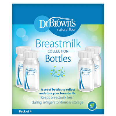 DR. BROWN'S Breastmilk Collection Bottles Natural Flow Μπουκάλια Συλλογής Μητρικού Γάλακτος 120ml x4
