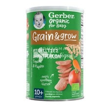 Gerber Organic for Baby Grain & Grow - Μπουκίτσες Δημητριακών Τομάτα & Καρότο, 35gr