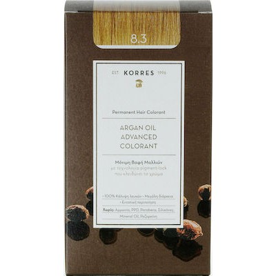KORRES Argan Oil Advanced Colorant Βαφή Μαλλιών 8.3 Ξανθό Ανοιχτό Μελί