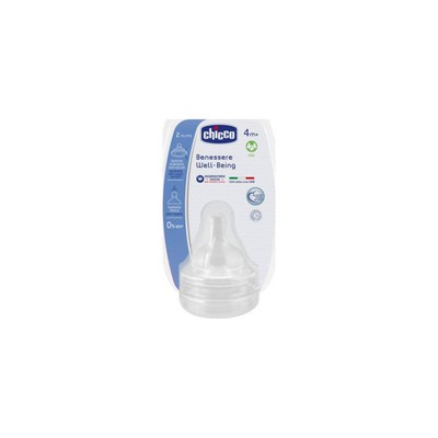 CHICCO Silicone Nipple Well Being 4m + x2