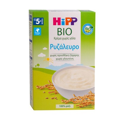 HIPP Bio Βρεφική Κρέμα Ρυζάλευρο Χωρίς Γάλα Από 5 Μηνών 200g