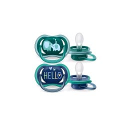Philips Avent Ultra Air Orthodontic Silicone Pacifier 18+ Months Elephant-Hello 2 pieces