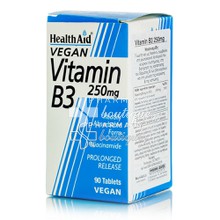 Health Aid Vitamin B3 250mg - Niacinamide, 90 veg. P.R. tabs