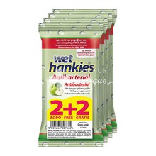 Wet Hankies Σετ Antibacterial - Υγρά Μαντηλάκια Καθαρισμού (Πράσινο Μήλο), 4 x 15τμχ. (2 + 2 Δώρο)