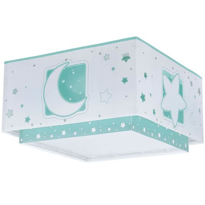 Kid'S Green Ceiling Light Moonlight 2Xe27 15W