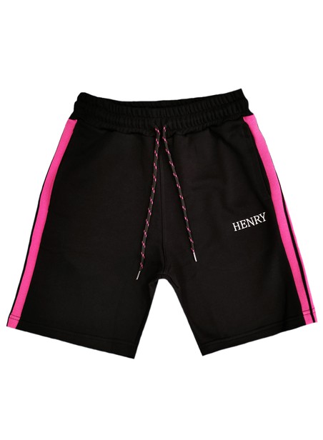 Henry clothing black shorts double pink line
