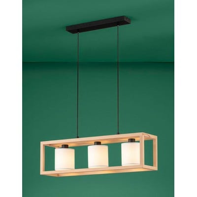 Pendant Light Granados Black/Brown With Wood Struc