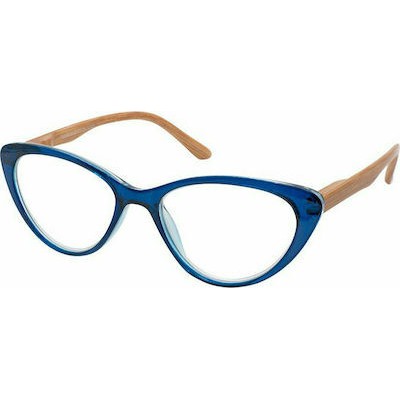 EYELEAD Γυαλιά Πρεσβυωπίας - Διαβάσματος Κοκάλινο Μπλε Πεταλούδα Με Ξύλινο Βραχίονα E205 +2.25 