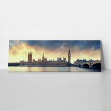 House of parliament sunset panorama in westminster in london.