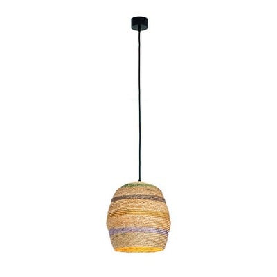 Pendant Light E27 20W Metal-Knitted Rattan Black-B