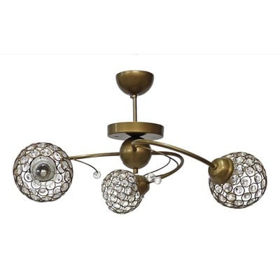 Ceiling Light 3xE27 Metal With Crystals Bronze