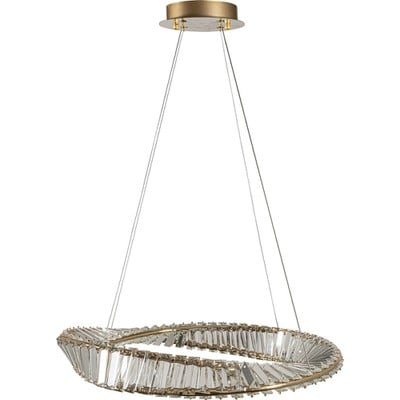 Pendant Light Wavy Circle 40Cm With Crystals Led 5