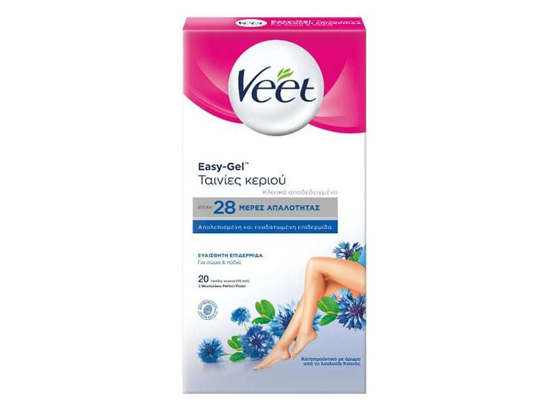 Veet Easy-Gel Hair Removal Strips Cold Wax for Legs & Body Sensitive Skin  20 Pieces - LivePharmacy