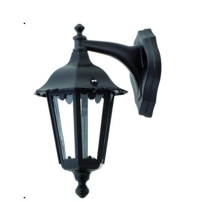 Aluminium Wall Light Lantern Black Height: 29cm Ε2