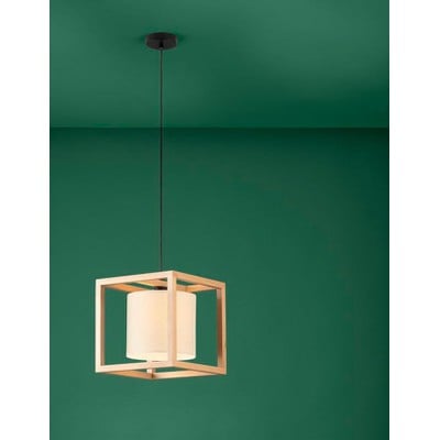 Pendant Light Granados Black/Brown With Wood Struc