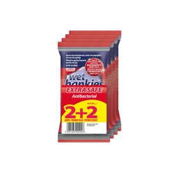 Wet Hankies Promo Pack Extra Safe Antibacterial 4x12 pieces