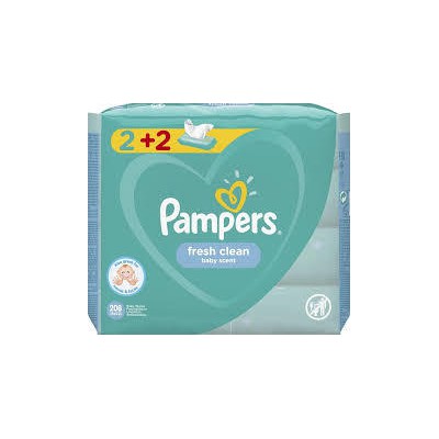 Pampers Fresh Clean Μωρομάντηλα 2+2 Δώρο 208τμχ (4