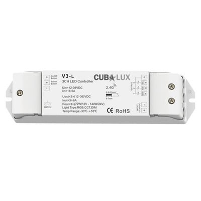 RF-Push Button RGB/CCT/DIM Controller 3x6A 12-26Vd