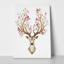 Watercolor illustration deer flowers birds 465391667 a
