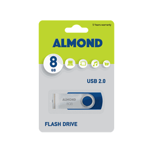 ALMOND FLASH DRIVE USB 8GB TWISTER ΜΠΛΕ