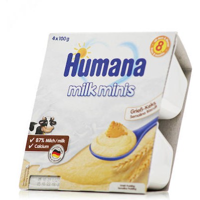 HUMANA Milk Minis Semolina Biscuit - Επιδόρπιο Γιαουρτιού Από Τον 8ο Μήνα Με Σιμιγδάλι Μπισκότο 4x100gr