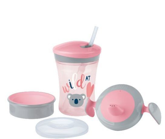 Nuk Learn to Drink Set Action Cup 12+, 230ml & Trainer Cup 6+, 1pc & Magic  Cup 8+, 1pc in Girl's Color