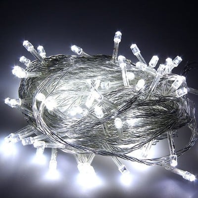 Christmas Lights 5M 100 Led White Extendable With 