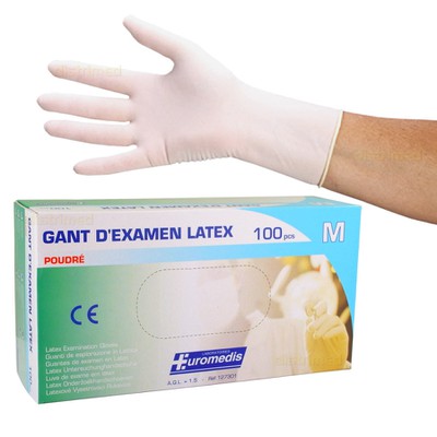 EUROMEDIS Γάντια Latex Μίας Χρήσης Με Πούδρα - Συσκευασία 100 Τεμαχίων - Επιλέξτε Μέγεθος
