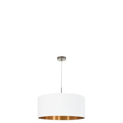 Pendant Light Pasteri White With Fabric Shade 1Xe2