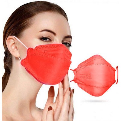 FAMEX 3D Extra Comfort Fish Style Μάσκα Υψηλής Προστασίας Ενηλίκων FFP2 Σε Κόκκινο Χρώμα 200 Τεμάχια