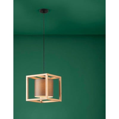 Pendant Light Granados Black/Brown With Wood Struc