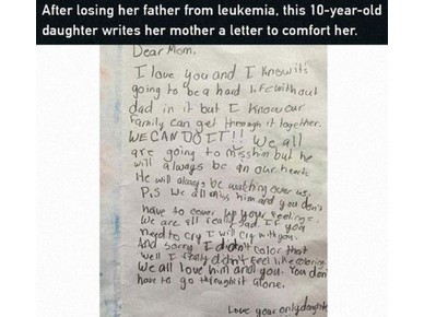Το γράμμα ενός κοριτσιού μετά την απώλεια του μπαμπά από λευχαιμία 