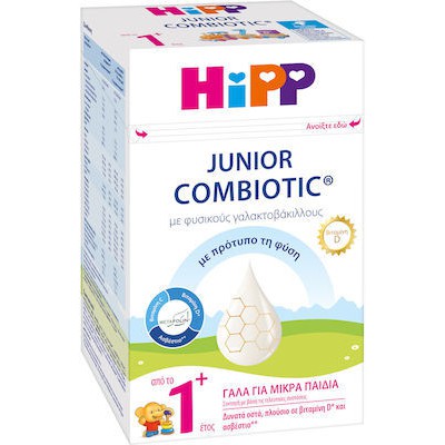HIPP Junior Combiotic 1+ Γάλα Από Το 1ο Έτος Με Φυσικούς Γαλακτοβάκιλλους Με Metafolin 600gr