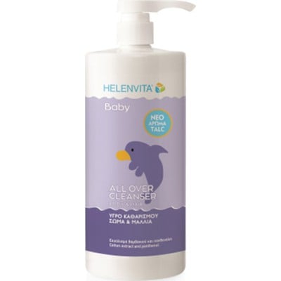 HELENVITA Baby All Over Cleanser Body & Hair Βρεφικό Καθαριστικό Υγρό Για Σώμα & Μαλλιά Με Άρωμα Talc 1000ml