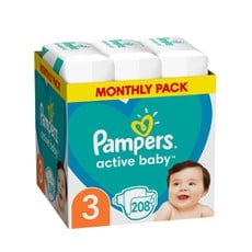 Pampers Active Baby MONTHLY PACK No3 6-10Kg 208 Τμ